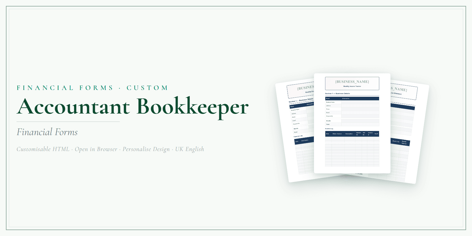 Financial Forms Bundle — Customisable