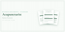 Acupuncturist — Business Documents — Standard, PDF with fillable header product overview