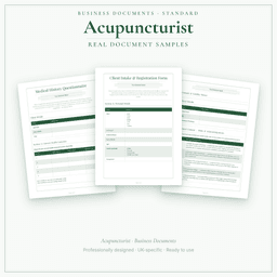 Acupuncturist — Business Documents — Standard, PDF with fillable header sample pages