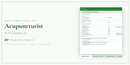 Acupuncturist — MTD Compliance Kit — Premium, Excel workbook product overview