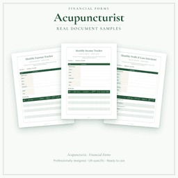 Acupuncturist — Financial Forms Bundle — Premium, PDF and editable DOCX sample pages