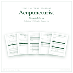 Acupuncturist — Financial Forms Bundle — Standard, PDF with fillable header product preview
