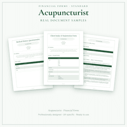 Acupuncturist — Financial Forms Bundle — Standard, PDF with fillable header sample pages