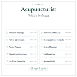 Acupuncturist — AI Copy Kit, PDF and editable DOCX what's included preview