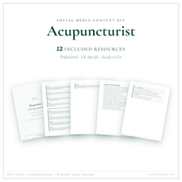 Acupuncturist — Social Media Content Kit, PDF and editable DOCX product preview