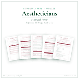 Aestheticians — Financial Forms Bundle — Standard, PDF with fillable header product preview