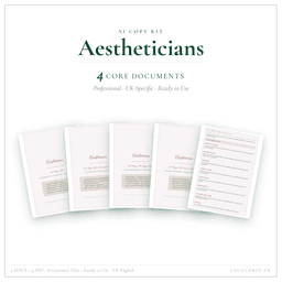 Aestheticians — AI Copy Kit, PDF and editable DOCX product preview