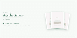 Aestheticians — AI Copy Kit, PDF and editable DOCX product overview