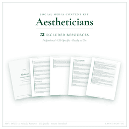 Aestheticians — Social Media Content Kit, PDF and editable DOCX product preview