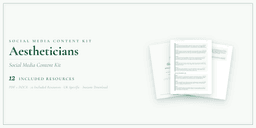 Aestheticians — Social Media Content Kit, PDF and editable DOCX product overview