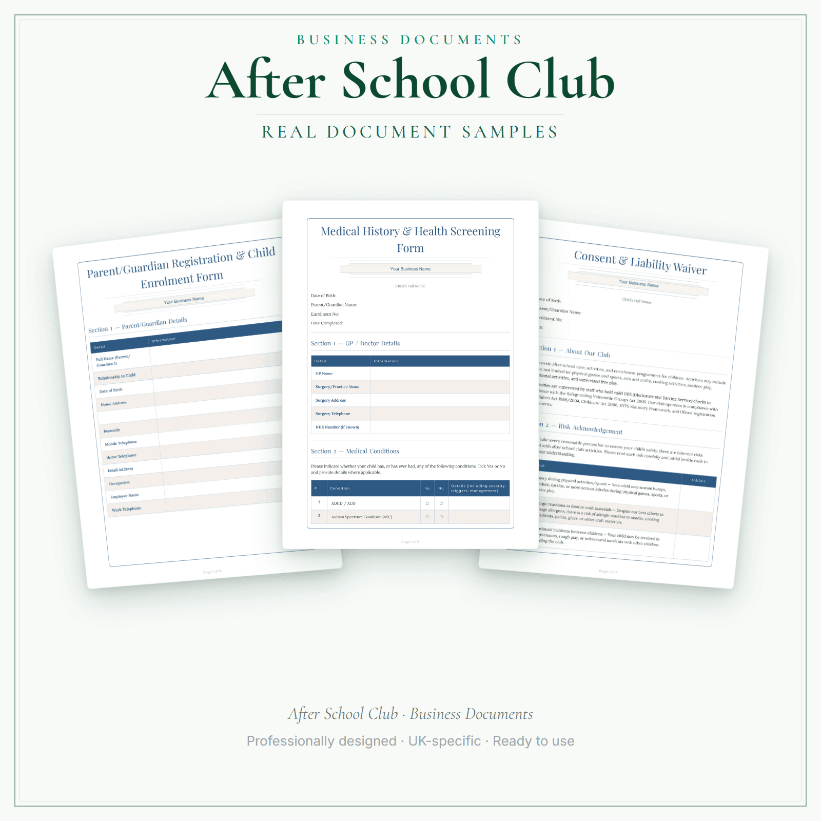 Business Documents — Standard — sample document pages