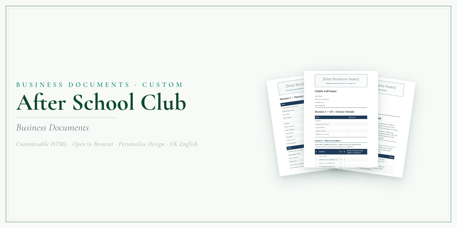 Business Documents — Customisable