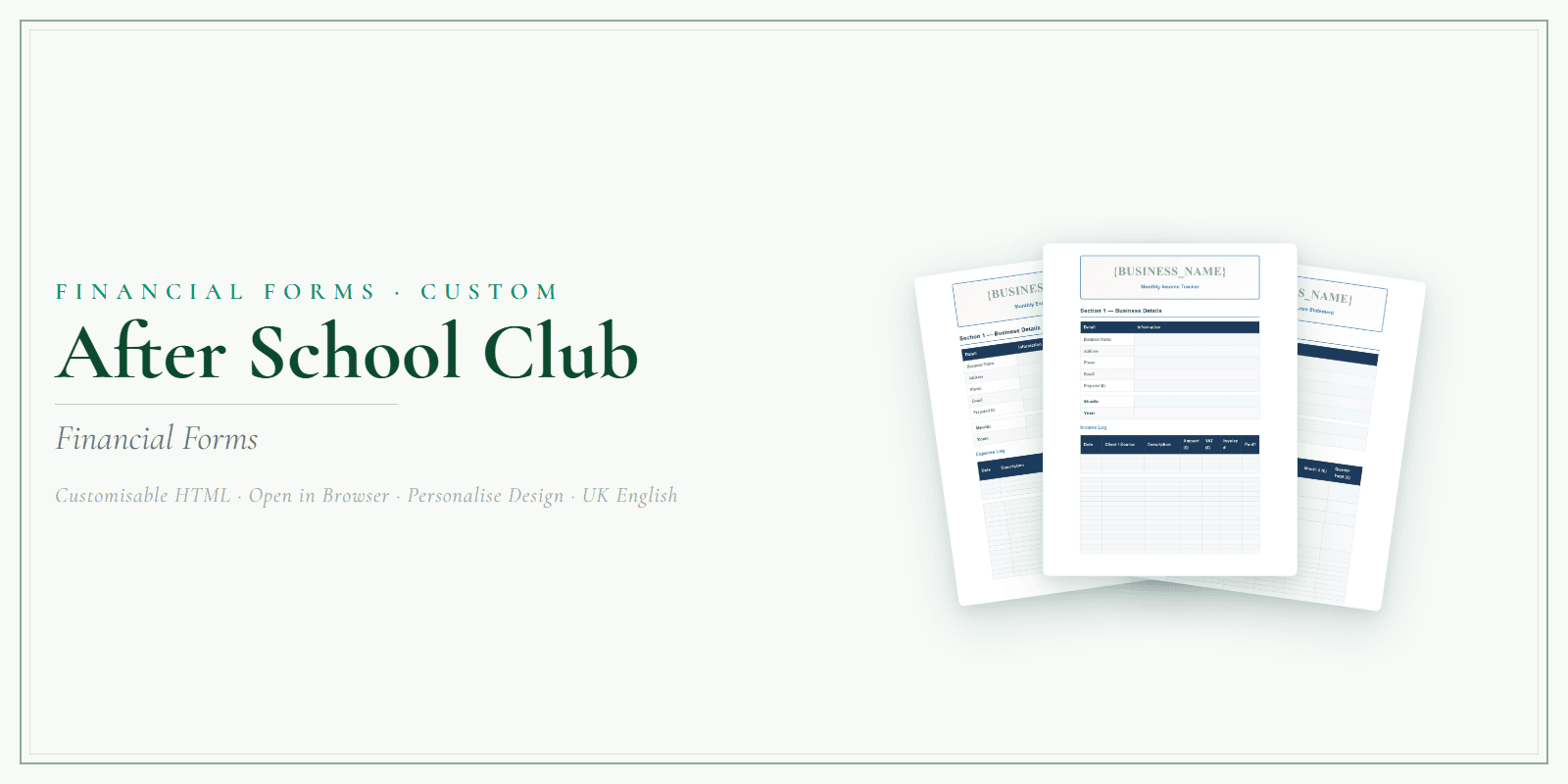 Financial Forms Bundle — Customisable