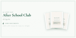 After School Club — AI Copy Kit, PDF and editable DOCX product overview