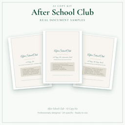 After School Club — AI Copy Kit, PDF and editable DOCX sample pages
