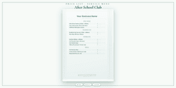 After School Club — Price List & Service Menu, PDF product overview
