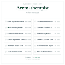 Aromatherapist — Business Documents — Premium, PDF and editable DOCX what's included preview