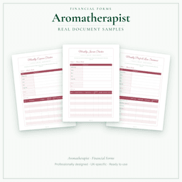 Aromatherapist — Financial Forms Bundle — Premium, PDF and editable DOCX sample pages