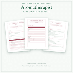 Aromatherapist — Financial Forms Bundle — Standard, PDF with fillable header sample pages