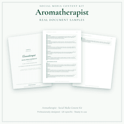 Aromatherapist — Social Media Content Kit, PDF and editable DOCX sample pages
