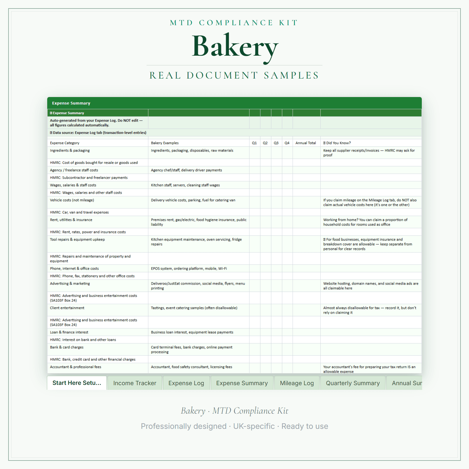 MTD Compliance Kit — Premium — sample document pages