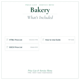 Bakery — Price List & Service Menu, PDF what's included preview
