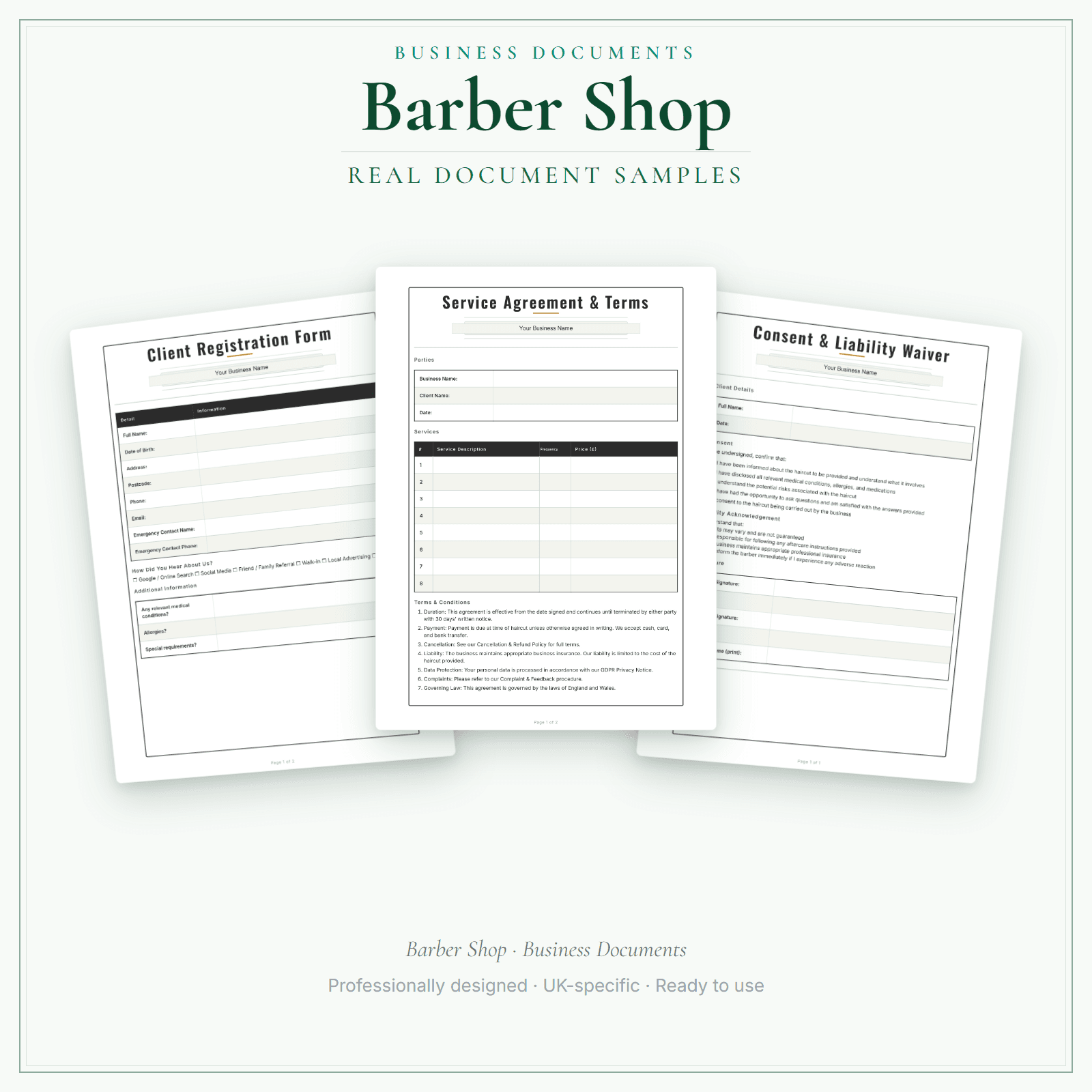 Business Documents — Standard — sample document pages