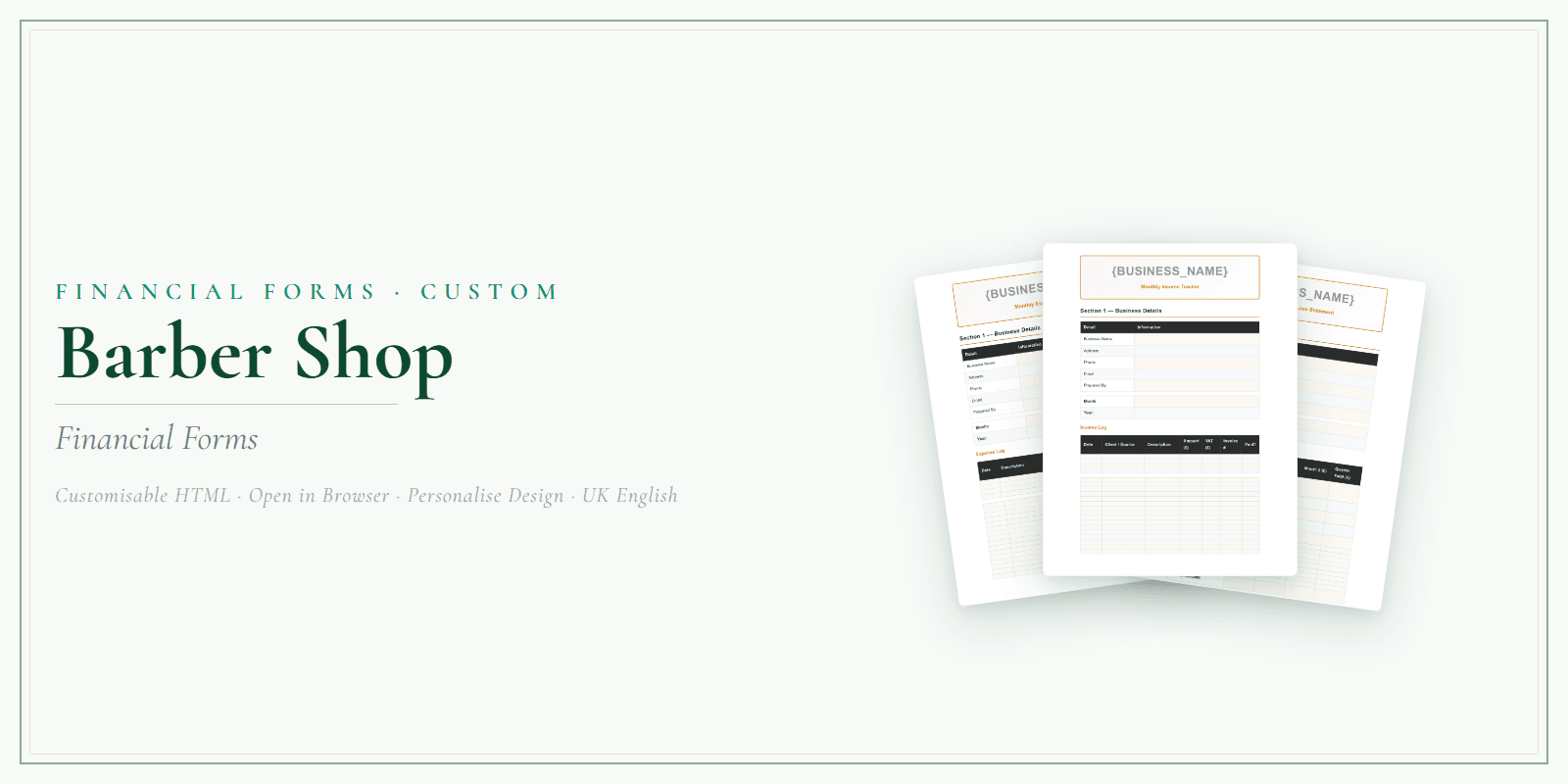 Financial Forms Bundle — Customisable