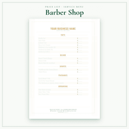 Barber Shop — Price List & Service Menu, PDF sample pages
