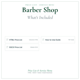 Barber Shop — Price List & Service Menu, PDF what's included preview