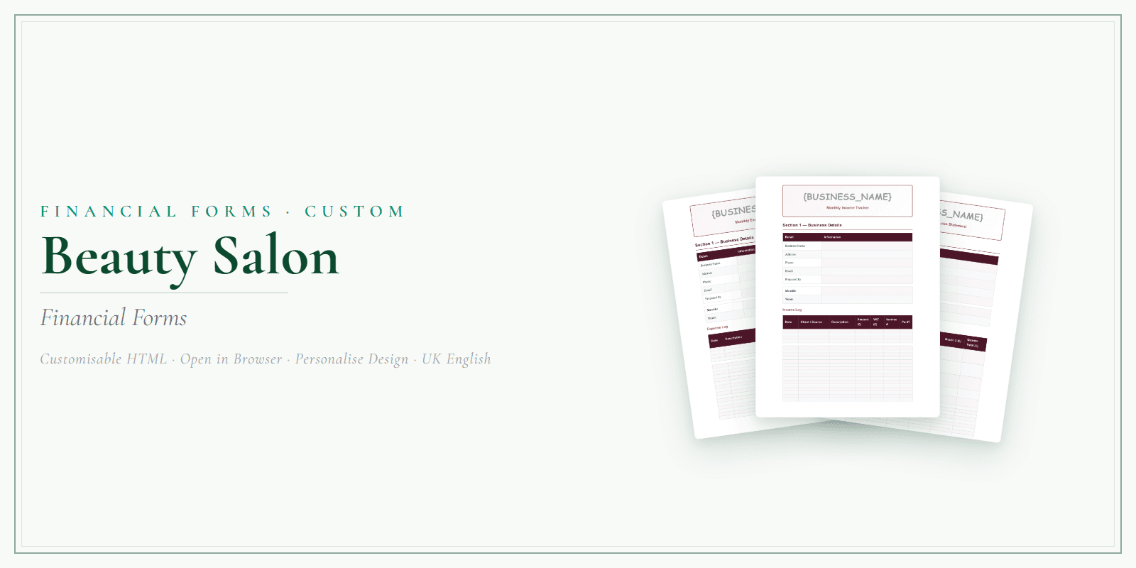 Financial Forms Bundle — Customisable