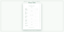 Beauty Salon — Price List & Service Menu, PDF product overview
