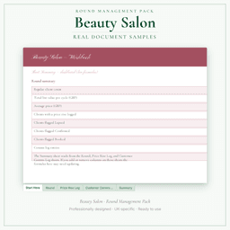 Beauty Salon — Round Management Pack, PDF sample pages