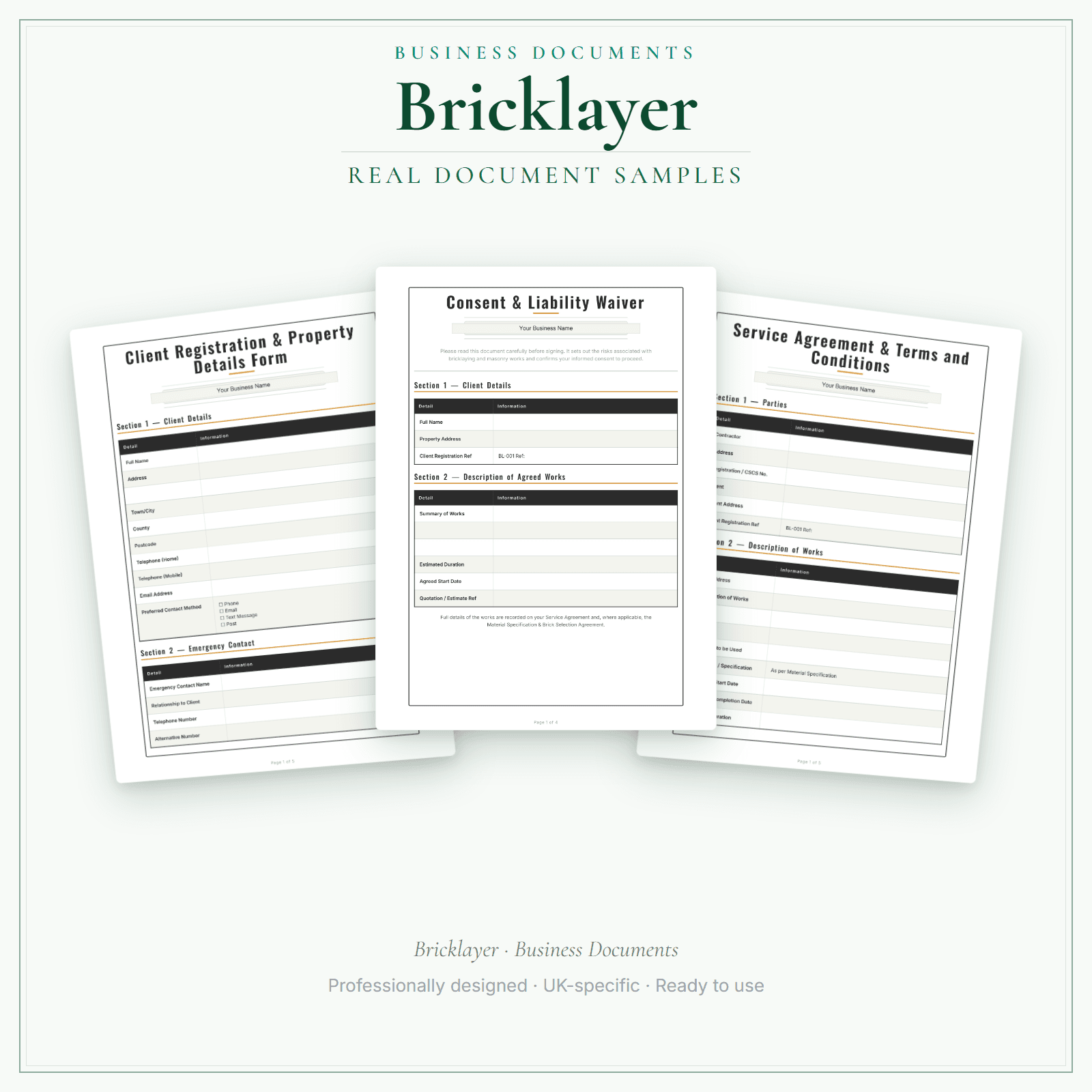 Business Documents — Premium — sample document pages