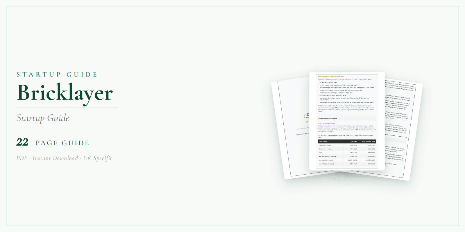 Bricklayer — Startup Guide, PDF guide product overview
