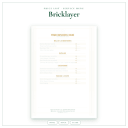 Bricklayer — Price List & Service Menu, PDF product preview