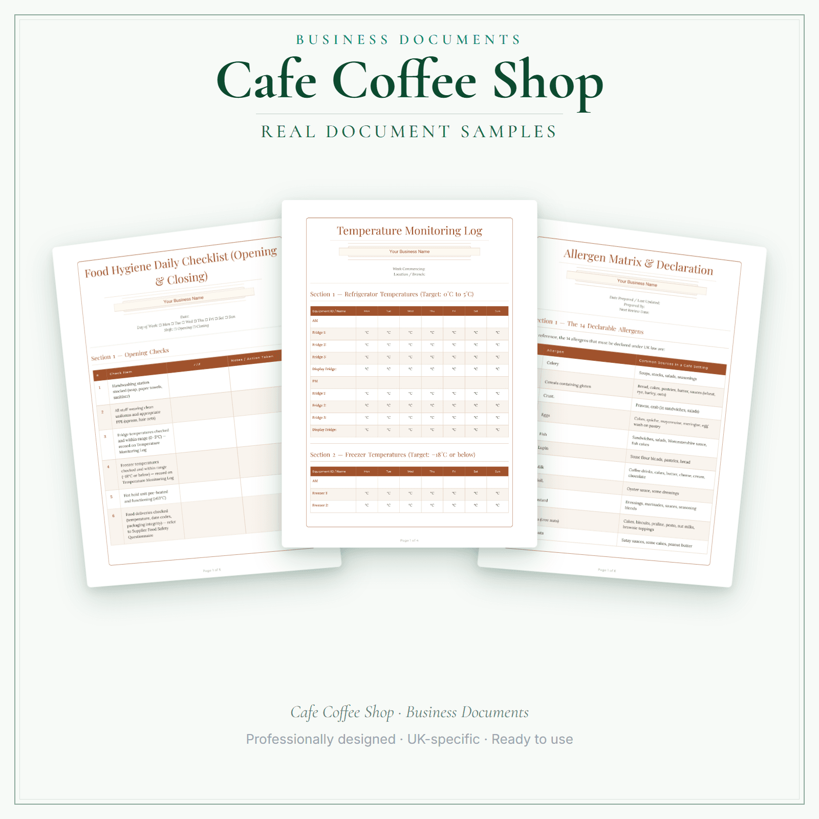 Business Documents — Standard — sample document pages