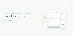 Cake Decorator — Business Documents — Standard, PDF with fillable header product overview