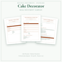 Cake Decorator — Business Documents — Standard, PDF with fillable header sample pages