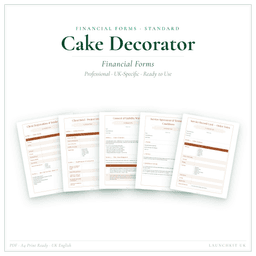 Cake Decorator — Financial Forms Bundle — Standard, PDF with fillable header product preview