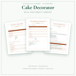 Cake Decorator — Financial Forms Bundle — Standard, PDF with fillable header sample pages