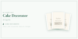 Cake Decorator — AI Copy Kit, PDF and editable DOCX product overview