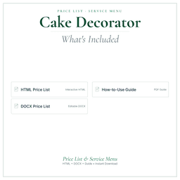 Cake Decorator — Price List & Service Menu, PDF what's included preview