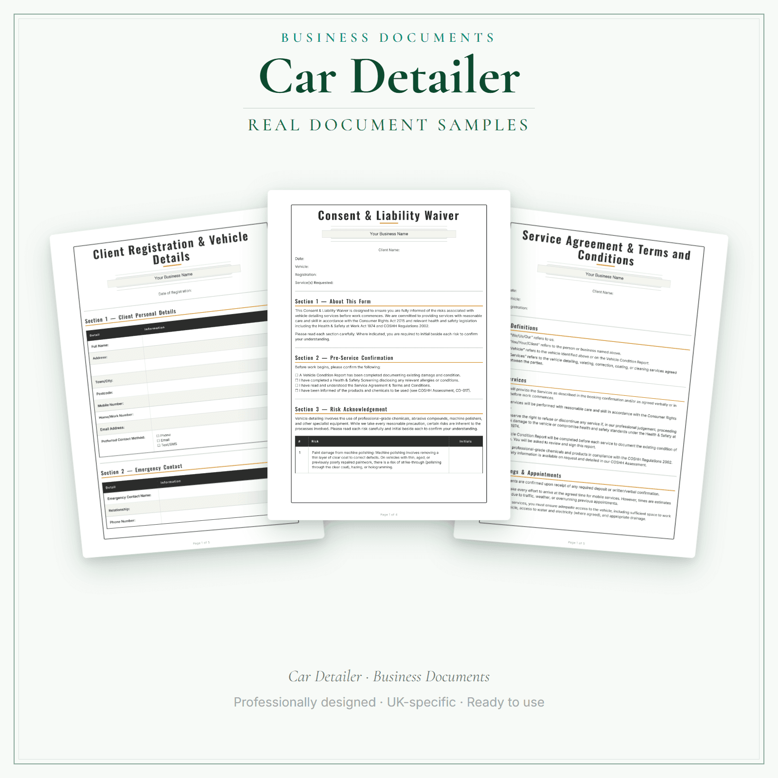 Business Documents — Standard — sample document pages