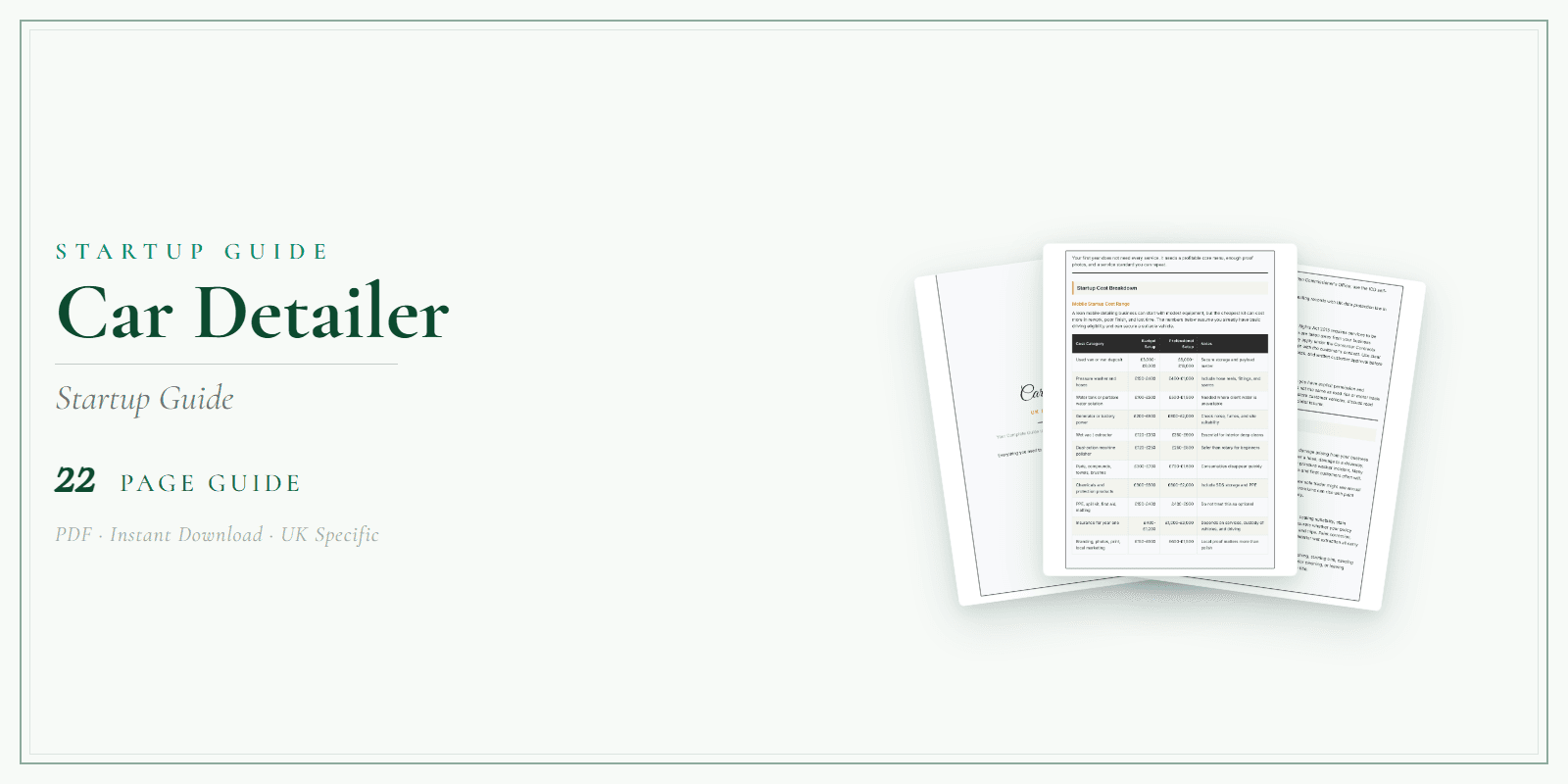 Car Detailer — Startup Guide, PDF guide product overview