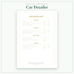Car Detailer — Price List & Service Menu, PDF sample pages