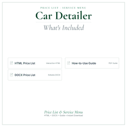 Car Detailer — Price List & Service Menu, PDF what's included preview