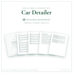 Car Detailer — Social Media Content Kit, PDF and editable DOCX product preview