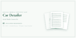 Car Detailer — Social Media Content Kit, PDF and editable DOCX product overview