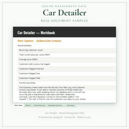 Car Detailer — Round Management Pack, PDF sample pages